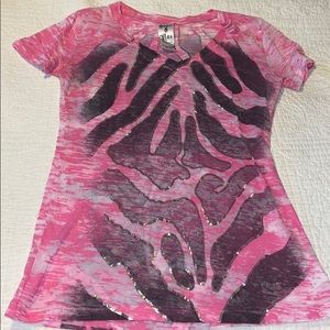Pink zebra print T-shirt